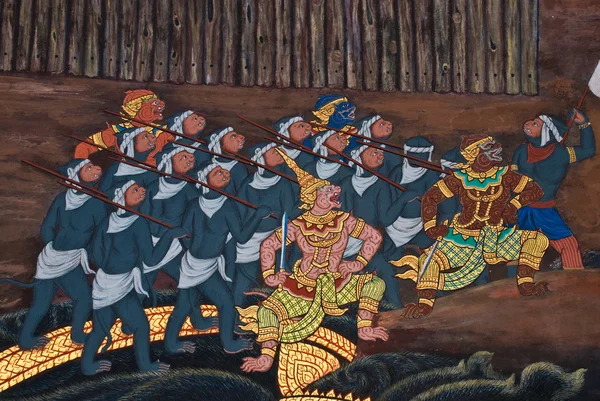 Masterpiece of traditional Thai style painting art — Stock Photo, Image