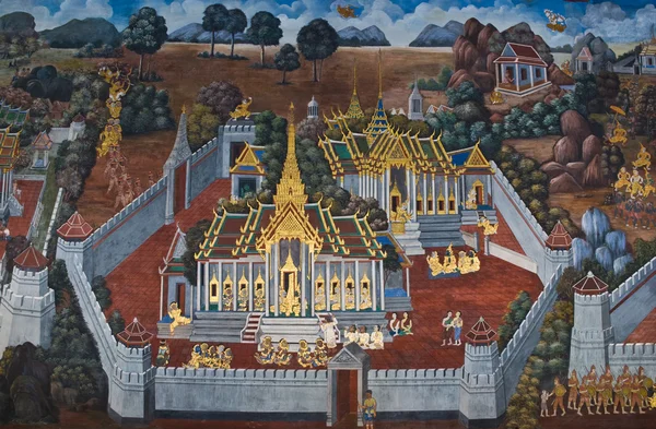 A hagyományos Thai stílus olajfestmény art Masterpiece — Stock Fotó