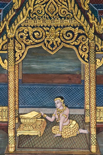 Шедевр живописи в традиционном тайском стиле — стоковое фото
