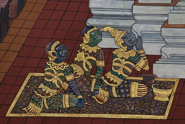 Meesterwerk van traditionele Thaise stijl schilderij kunst — Stockfoto