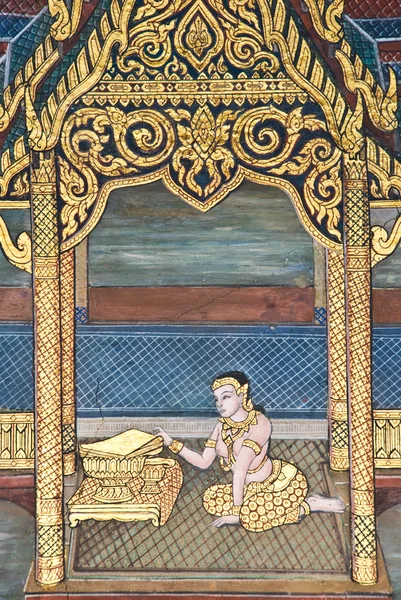 Masterpiece of traditional Thai style painting art — Stock Photo, Image