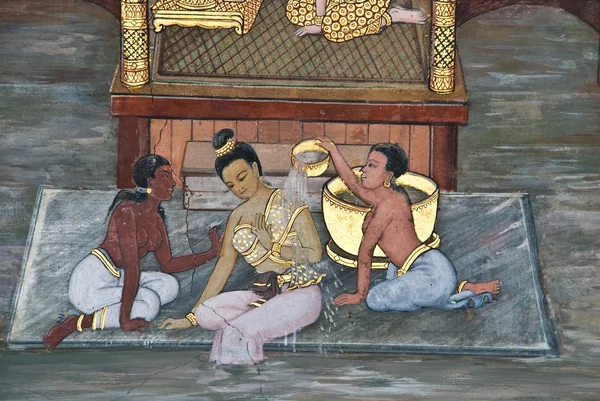 Obra-prima da arte de pintura tradicional estilo tailandês — Fotografia de Stock