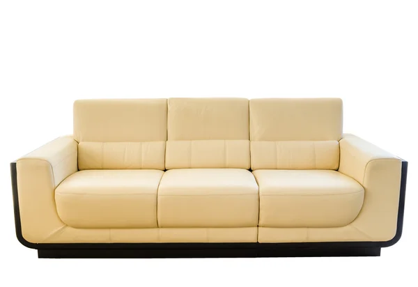Modern white cream leather sofa — Stock Photo, Image