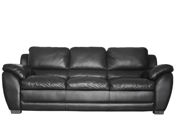 Sofá moderno de cuero negro —  Fotos de Stock