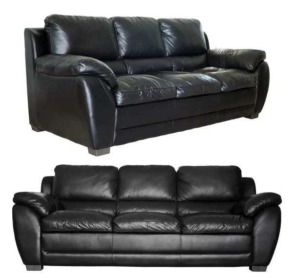 Modern black leather sofa — Stock Photo, Image