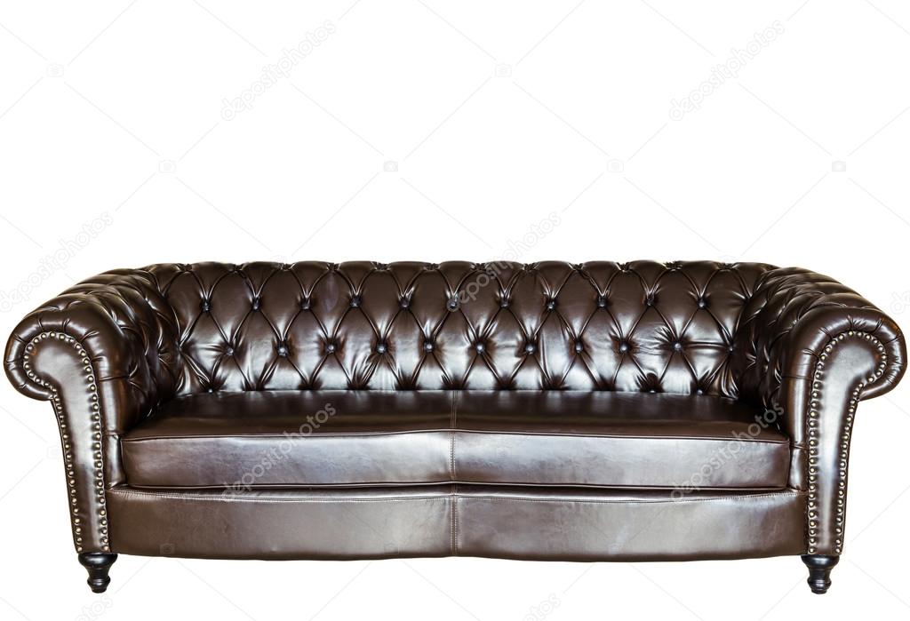 Vintage Black Leather Sofa Stock Photo, Vintage Black Leather Sofa