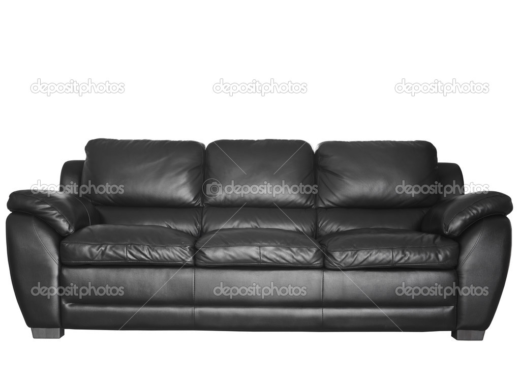 Modern Black Leather Sofa Stock Photo, Modern Black Leather Sofa