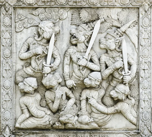 Masterpiece of traditional Thai style stucco — Stock Photo, Image