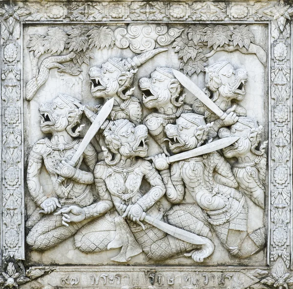 Masterpiece of traditional Thai style stucco — Stock Photo, Image