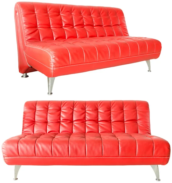 Modern red leather sofa — Stock Photo, Image