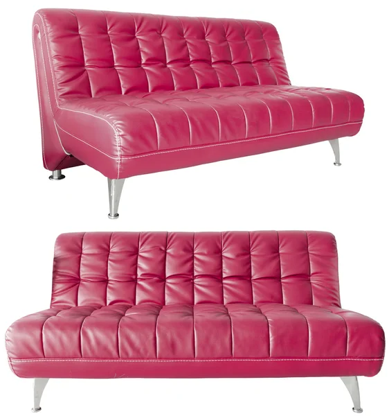 Moderne rood lederen sofa — Stockfoto