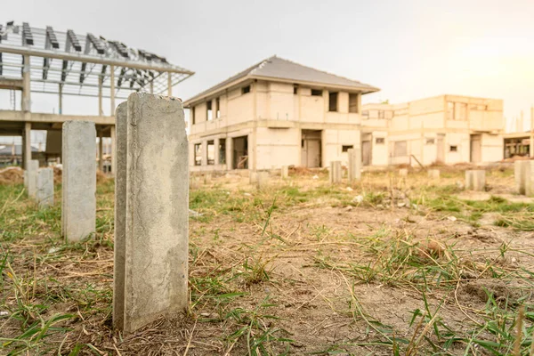 Betonpfahlfundament Für Den Bau Eines Hauses — Stockfoto