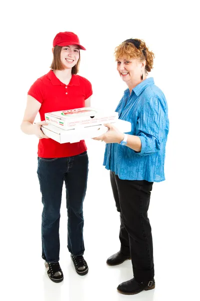 Pizza teslimat tam vücut — Stok fotoğraf