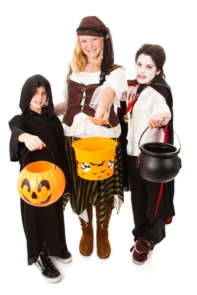 Trio of Kids on Halloween — Stock Photo, Image