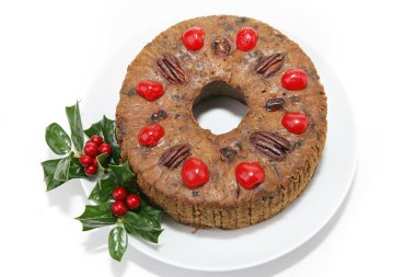 beyaz Noel meyveli kek