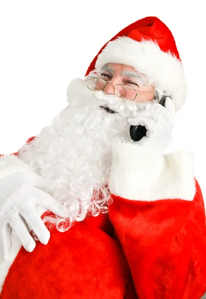 Babbo Natale che ride al telefono — Foto Stock