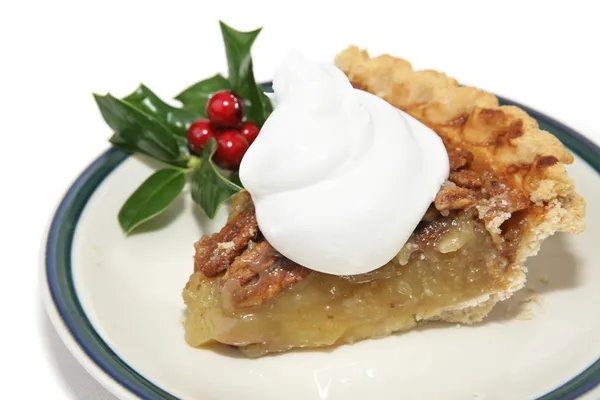 Fatia de torta de Pecan para o Natal — Fotografia de Stock