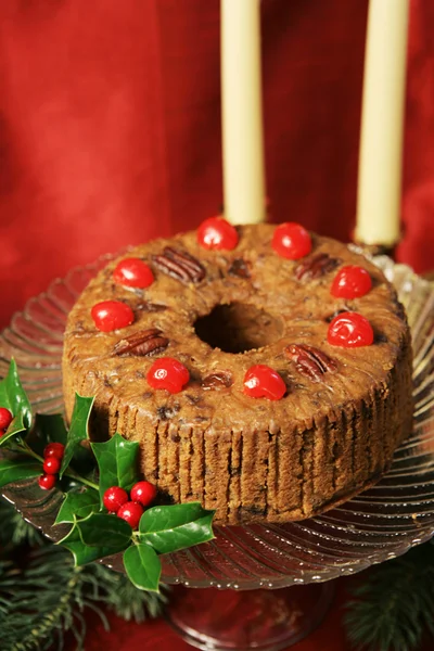 Різдвяний фруктовий торт Натюрморт — стокове фото