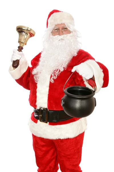 Benefiz-Weihnachtsmann nimmt Sammlung entgegen — Stockfoto