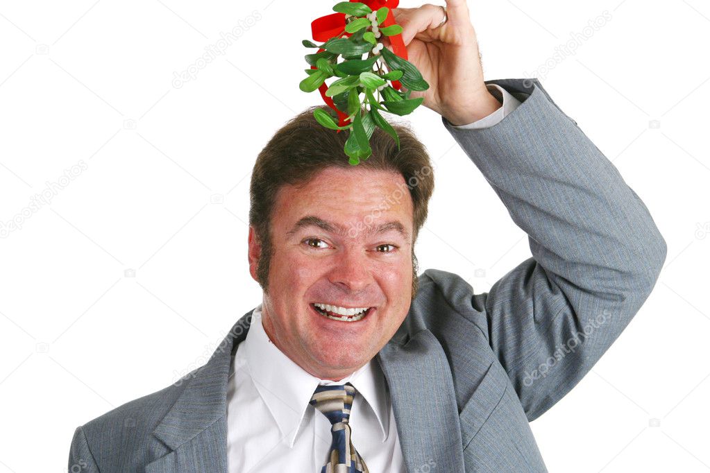 Hopeful Guy Under Mistletoe