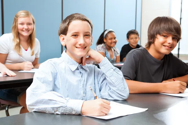 Boy in Middle School Class — Stock Photo, Image