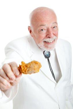 Southern Gentleman With Fried Chicken Drumstick clipart