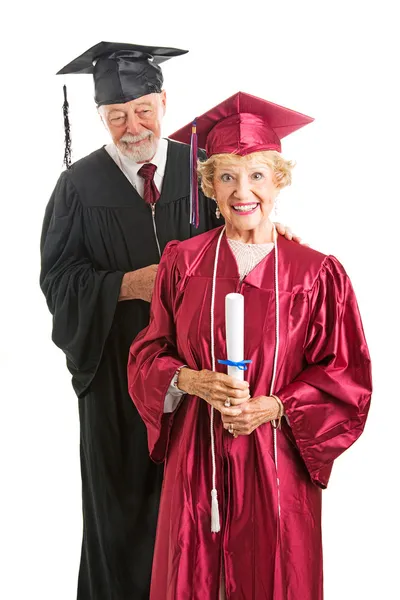 Graduado Sênior e Professor Isolado — Fotografia de Stock