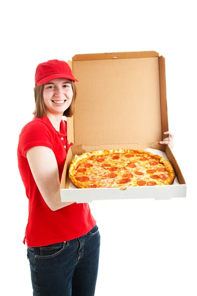 Tonåring jobb - Pizzaleverans — Stockfoto