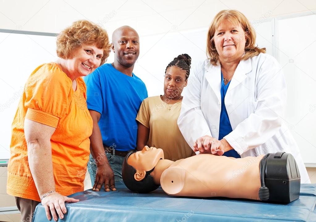 Adult Education Students Learning First Aid