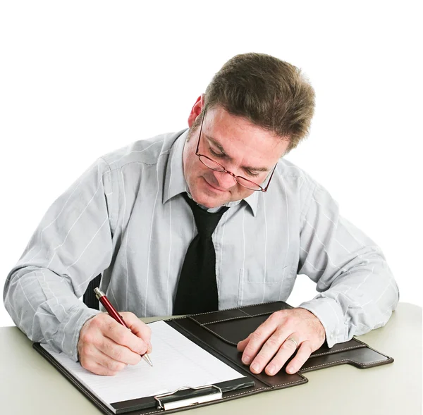 Businessman Writing on Legal Pad — Stock Photo, Image