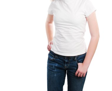 Boş beyaz t-shirt ile boşaltmak