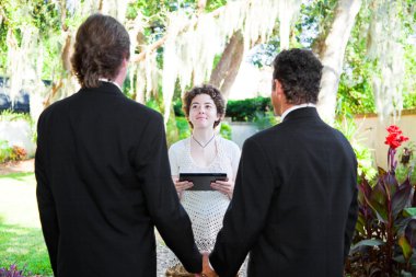 Young Female Minister Marries Gay Couple clipart