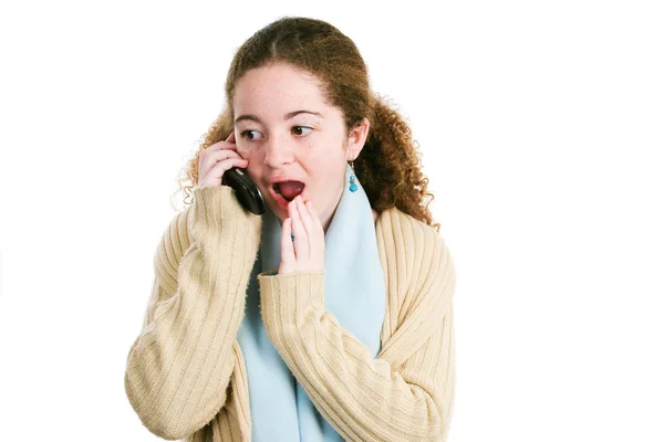 Latina Tween Gossips on the Phone — Stock Photo, Image