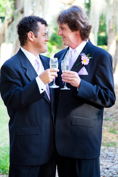 Casal de casamento gay - Brinde de champanhe — Fotografia de Stock