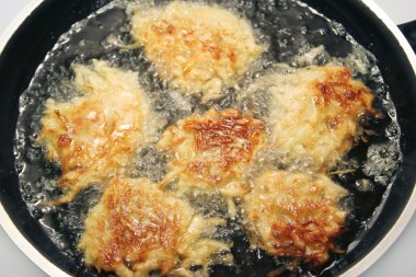 Potato Pancakes - Latkes Frying in Oil clipart