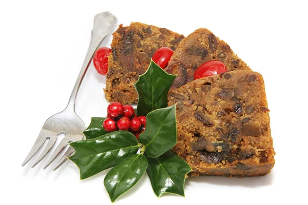 Delicioso pastel de frutas de Navidad - En rodajas — Foto de Stock