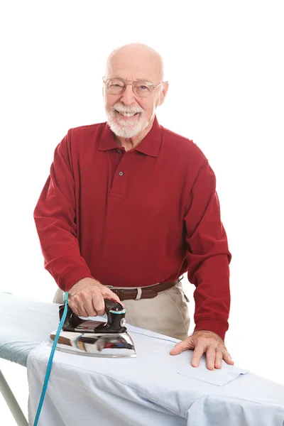 Senior Bachelor Does Ironing — Stock Photo, Image