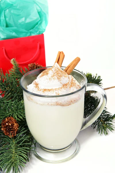 Holiday Egg Nog on White — Stock Photo, Image