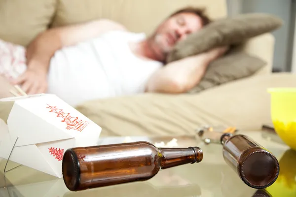 Guy Passed Out at Home — Stock Photo, Image