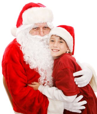 niño lindo con Papá Noel