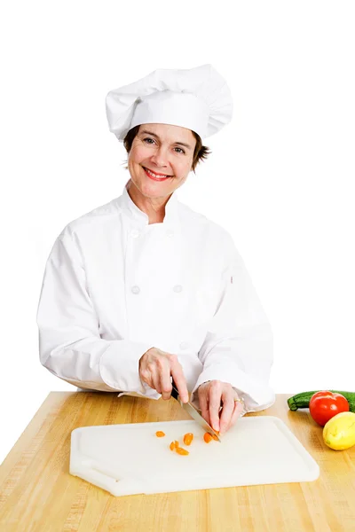 Chef Chops Vegetables — Stock Photo, Image