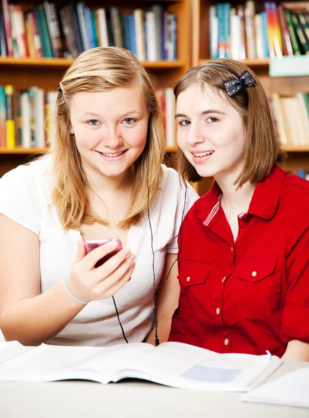 Library - Smart Phone Use — Stock Photo, Image