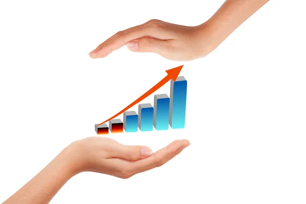 Hand with growing graph — Stock Photo, Image