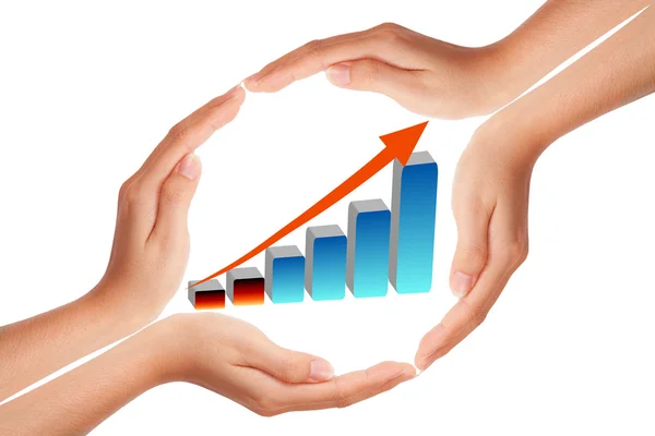 Hand with growing graph — Stock Photo, Image