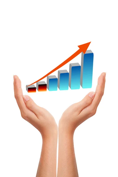 Hand with growing graph — Stock Photo, Image