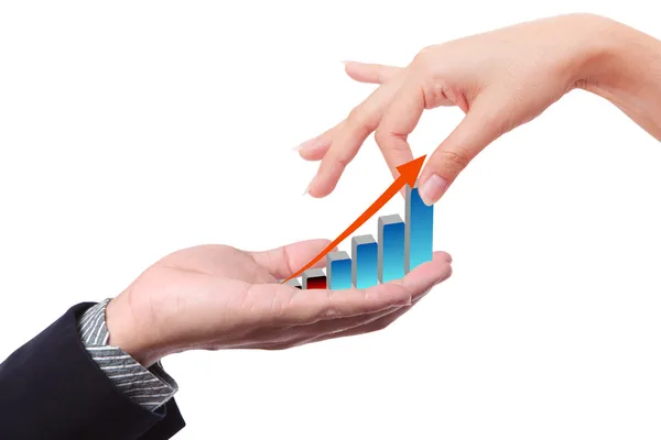 Hand with growing graph — Stock Photo, Image