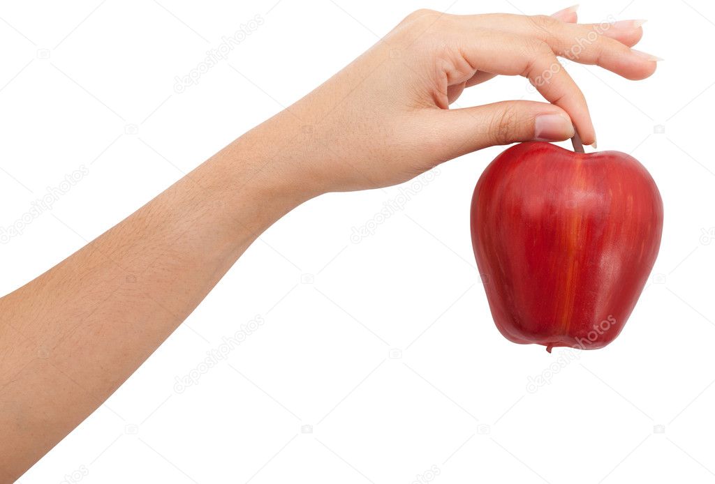 Isolated: hand pick up apple