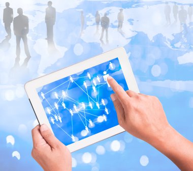 Touchpad pc tutarak ve sosyal net sörf işadamı