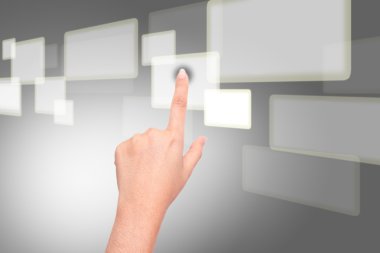 bir dokunmatik ekran arayüzü itme iş el