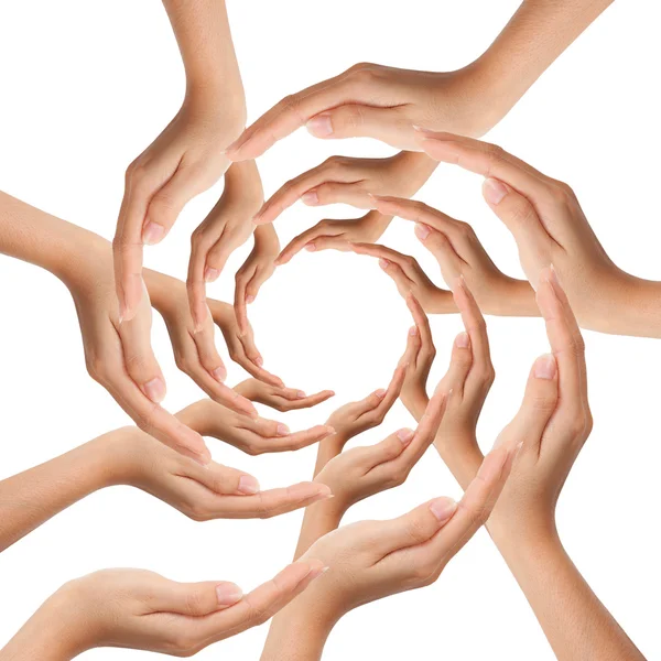 Multiracial human hands making a circle with Copy Space — Stock Photo, Image